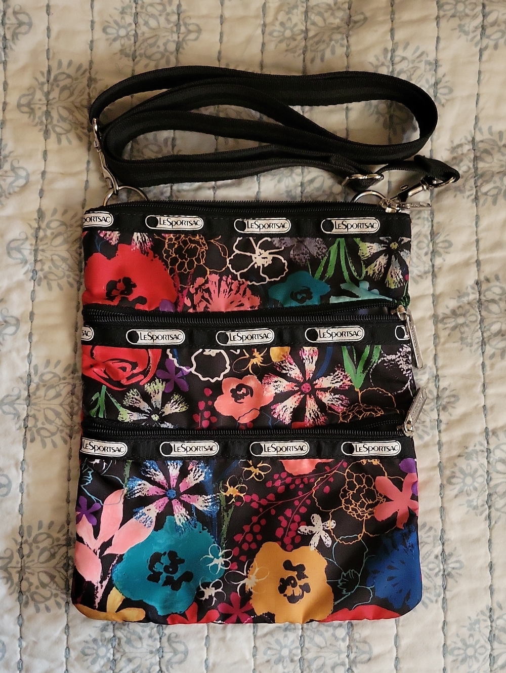 LeSportsac Women's Black Floral Crossbody Bag